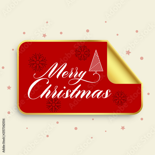 Red and gold christmas sticker with white 