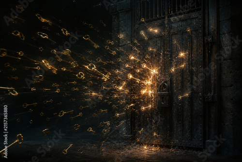 Brute force keys assaulting a locked gate