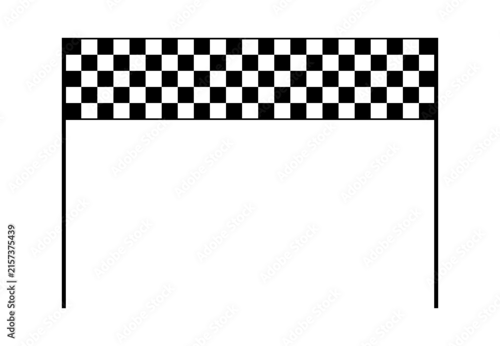 Fototapeta premium Start and finish checkered racing arch gate with rally flag, formula 1 track entrance, motorsport race finish line vector illustration and transparent png