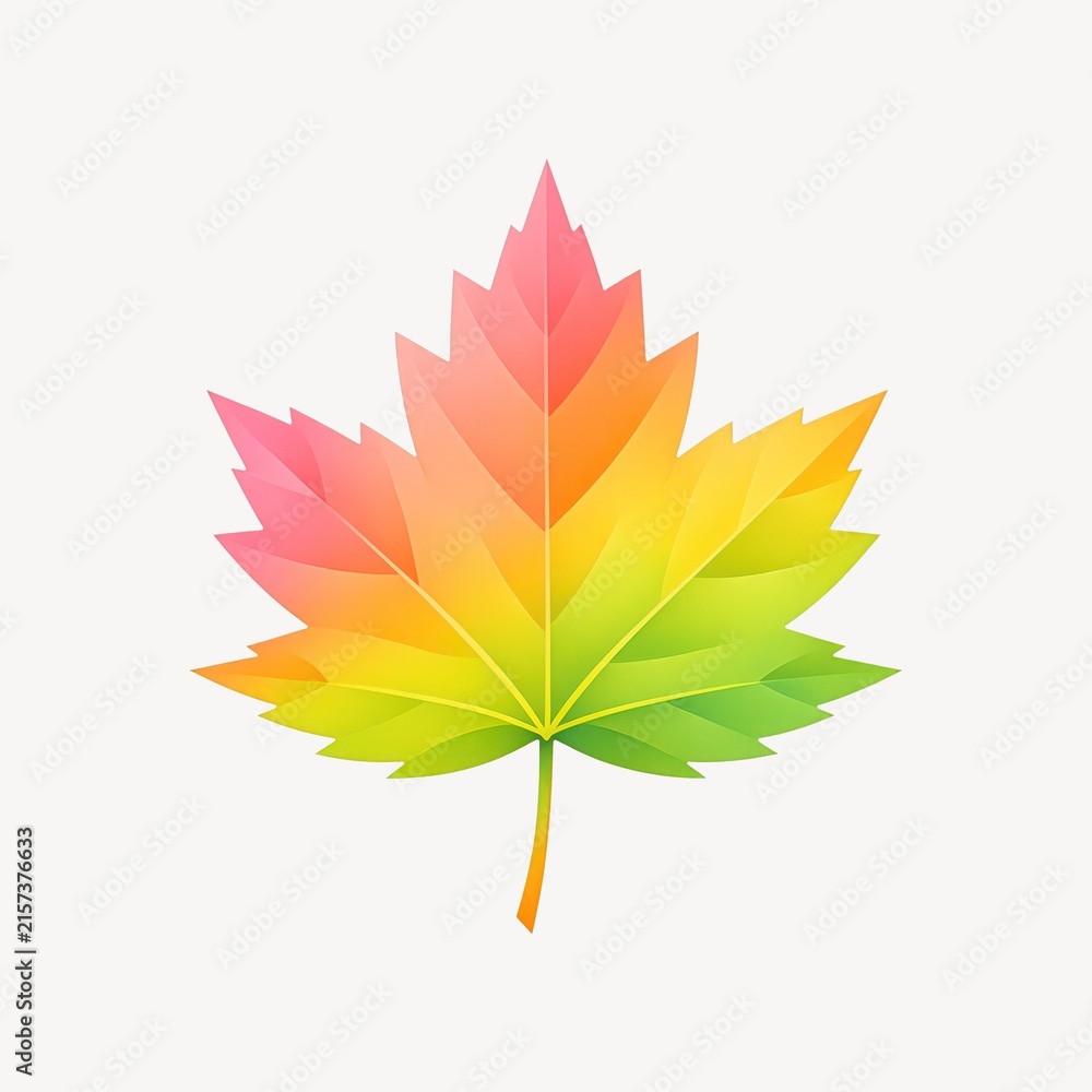 Fototapeta premium Colorful gradient maple leaf illustration.