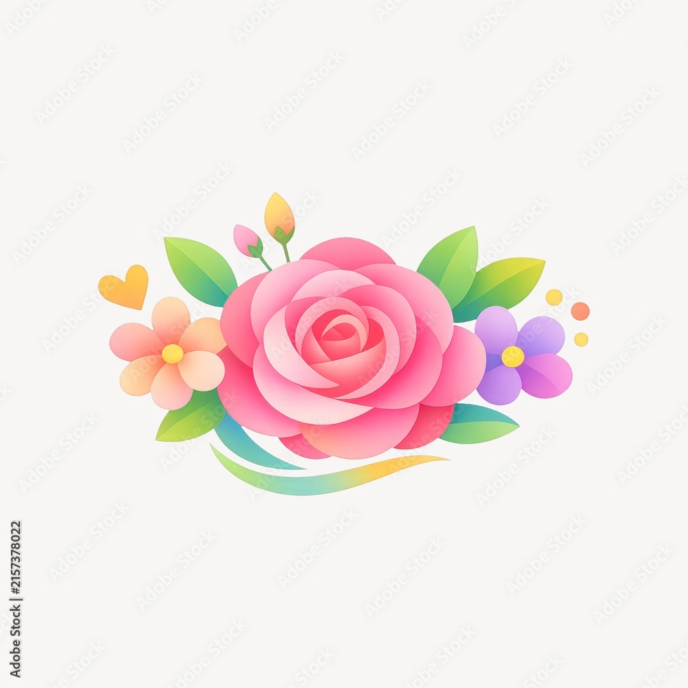 Fototapeta premium Colorful floral bouquet illustration.