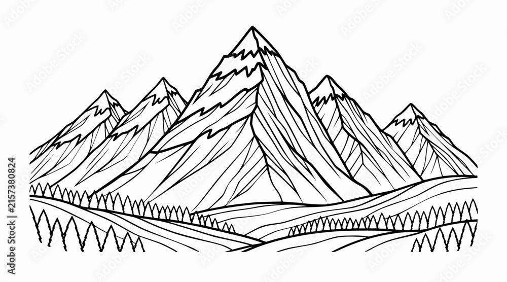 Fototapeta premium mountain range landscape, illustration of mountains