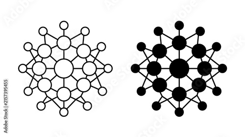 Network node connection icons isolated on transparent background