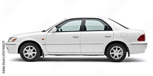 White sedan shown in profile view against plain white background