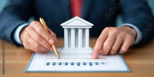Banking institution performing climate risk assessment to promote sustainable financial practices
