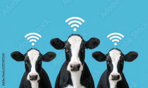 Monitoring dairy cows with smart wireless ear tags farmyard digital innovation agricultural technology close-up view