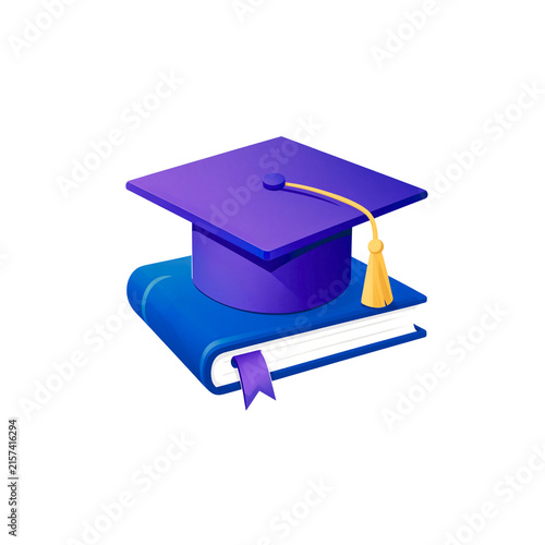 A beautifully rendered 3D icon depicting a graduation cap and a textbook, encapsulating the journey of learning, the celebration of academic milestones, and the foundation of future aspirations