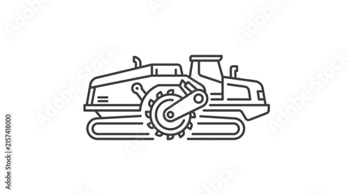 Industrial Trencher Machine Line Art Icon