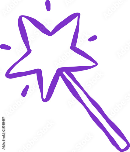 Hand drawn Magic Star Wand Outline Illustration