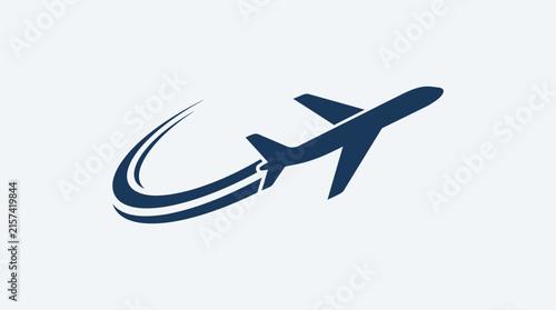 Fotografía Airplane silhouette icon with flight path trail for travel and aviation design projects