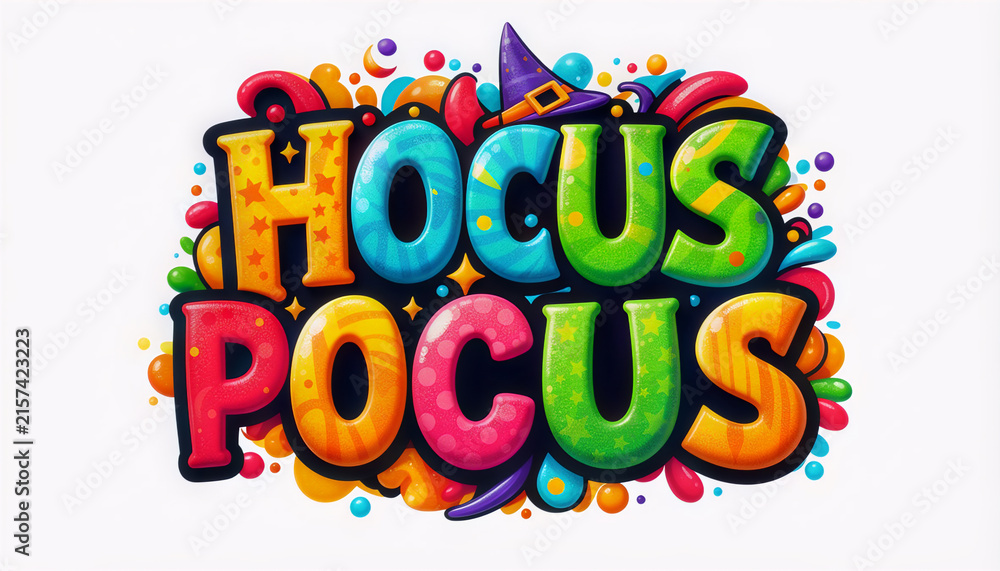 Fototapeta premium Hocus Pocus fun childish party colorful style illustration