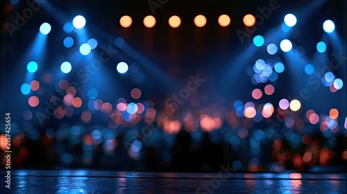Blurred stage lights create a vibrant, atmospheric backdrop for an event