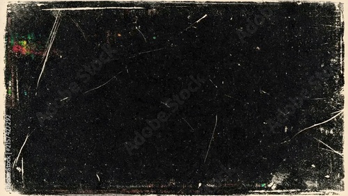 Retro cinematic black background with realistic film grain, fine dust particles, delicate scratches, soft light leaks, and rich film texture.