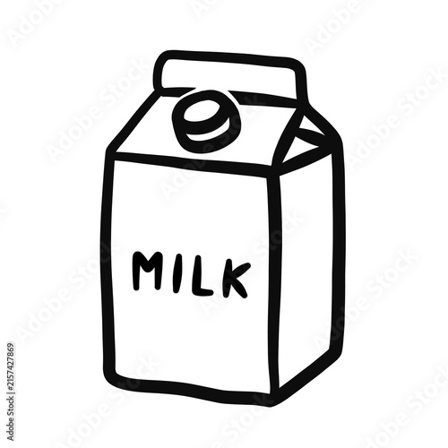 Hand Drawn Black Line Art Milk Carton Vector Illustration