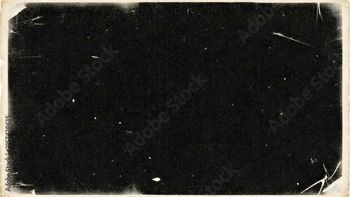Retro cinematic black background with realistic film grain, fine dust particles, delicate scratches, soft light leaks, and rich film texture.