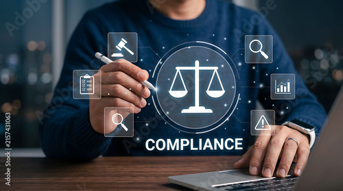 Corporate compliance legal law regulation and business ethics policy concept