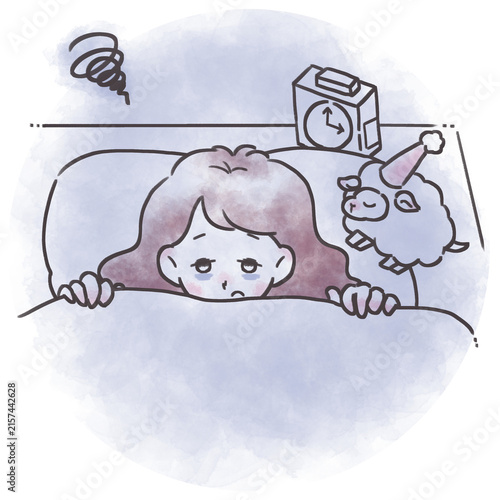 体調不良の人物イラスト　不眠・目の下のくま