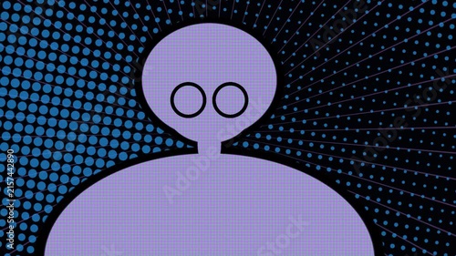 Alien Silhouette Character Head Animation with Pop Art Halftone Background