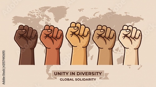 Unity fists diversity global solidarity illustration