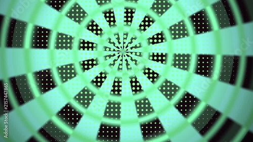 Green Radial Hypnotic Tunnel Motion Background with Rotating Pattern