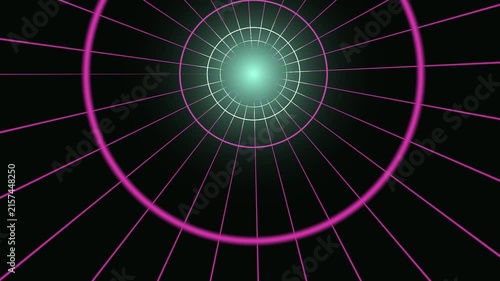 Neon Tunnel Abstract Motion Background With Expanding Concentric Rings