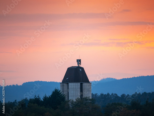Storage buildings on farmland