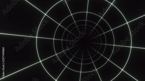 White Glowing Neon Grid Lines Creating an Infinite Hypnotic Tunnel