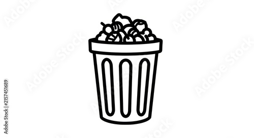 Quadro su tela Black and white trash can icon.