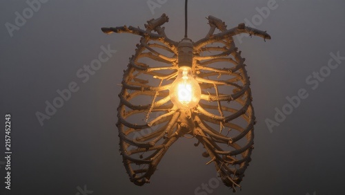 Unique Artistic Light Fixture Shaped Like Human Rib Cage Design