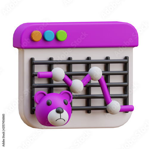 Canvastavla whimsical pink teddy bear dangling from clothesline inside pink microwave, carto