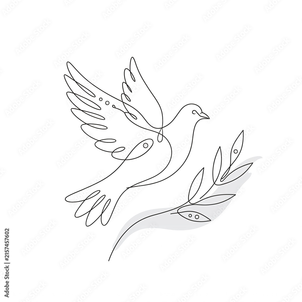 Fototapeta premium Flying Dove with Olive Branch