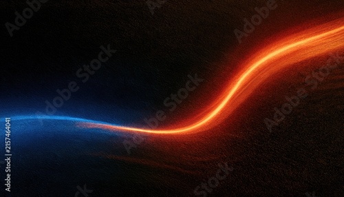 Abstract energy flow, a vibrant gradient of blue and orange light streams across a dark, textured background