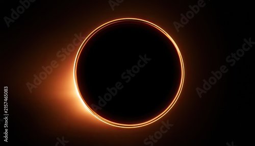 Fiery ring of light encircles a dark circular void in blackness