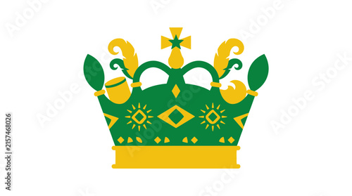 Obraz na płótnie Stylized Green and Gold Royal Crown Graphic