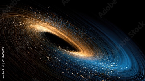 Swirling cosmic dust and light forms a dynamic vortex against a dark void