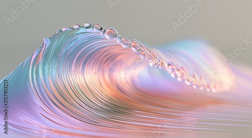 Ethereal, iridescent wave cresting with shimmering, translucent beads