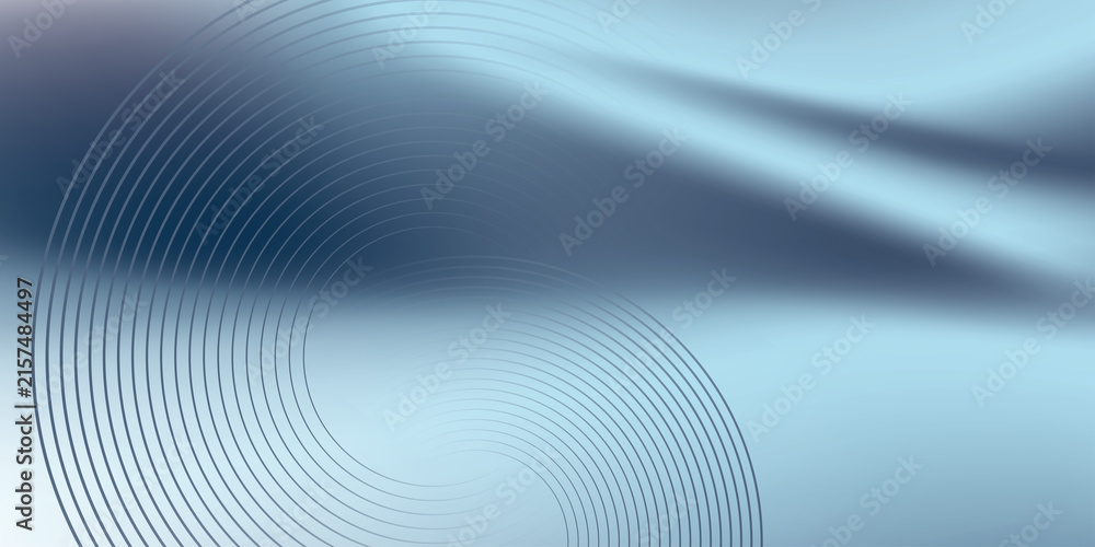 Naklejka premium Modern abstract blue gradient background featuring overlapping concentric circular line patterns, soft flowing waves, and smooth gradients
