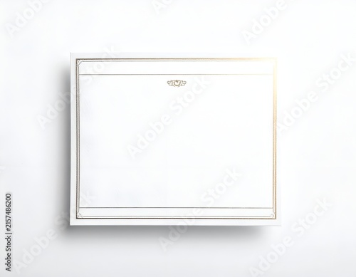 Horizontal white card template with gold border shadow.
