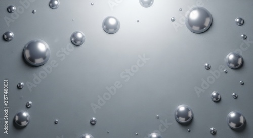Close up of water droplets on a reflective surface.