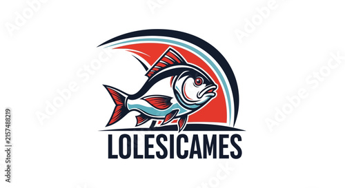 A stylized graphic illustration of a jumping fish in motion