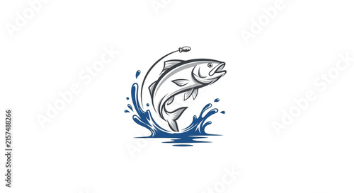 A stylized illustration of a fish jumping out of water