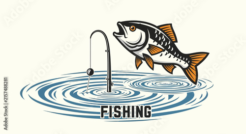 A stylized illustration of a fish jumping out of water