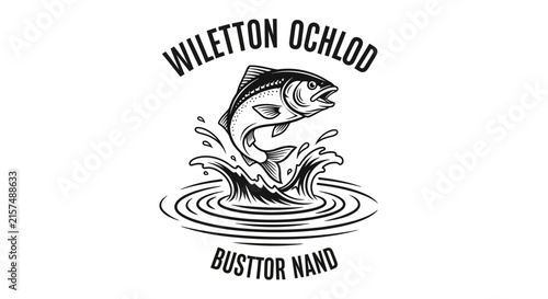 A vintage style illustration of a fish jumping from the water