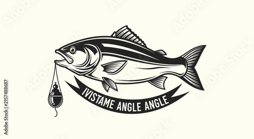 A vintage style illustration of a fish with a fishing lure
