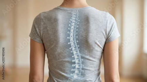 Vertebral column disorder: abnormal spine, scoliosis diagnose, postural defect, spinal curvature, back problem, health issue, bone condition, medical concern.