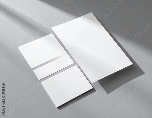 Minimal Blank Paper Stationery Branding Mockup with Soft Shadows