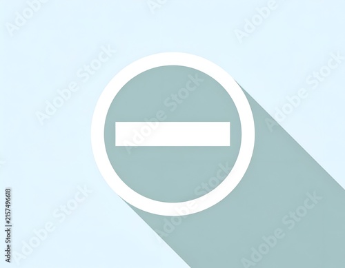 Minimalist white minus sign icon with long shadow.