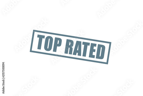 Top rated text stamp isolated on a solid black background