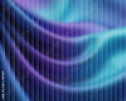 Abstract blue cyan and purple vertical striped background with smooth wavy fluid gradient