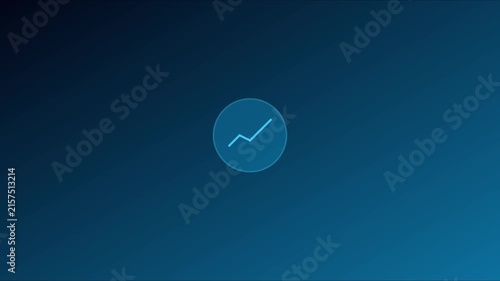 Minimalist financial growth chart animation on blue 4k background, for business data, and digital marketing presentations